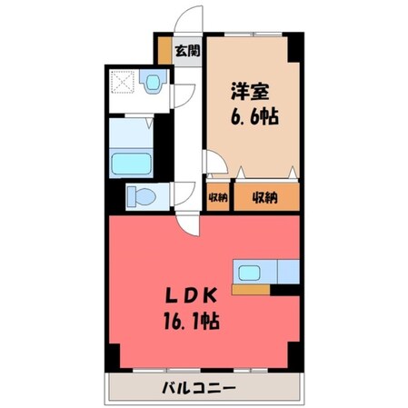 宇都宮駅 徒歩8分 7階の物件間取画像